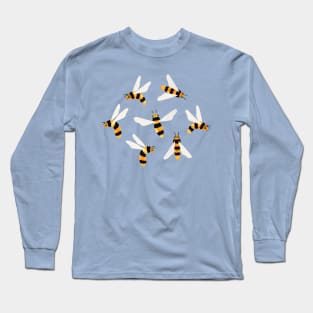 Friendly Gouache Bees on Forest Green - Scandi Long Sleeve T-Shirt